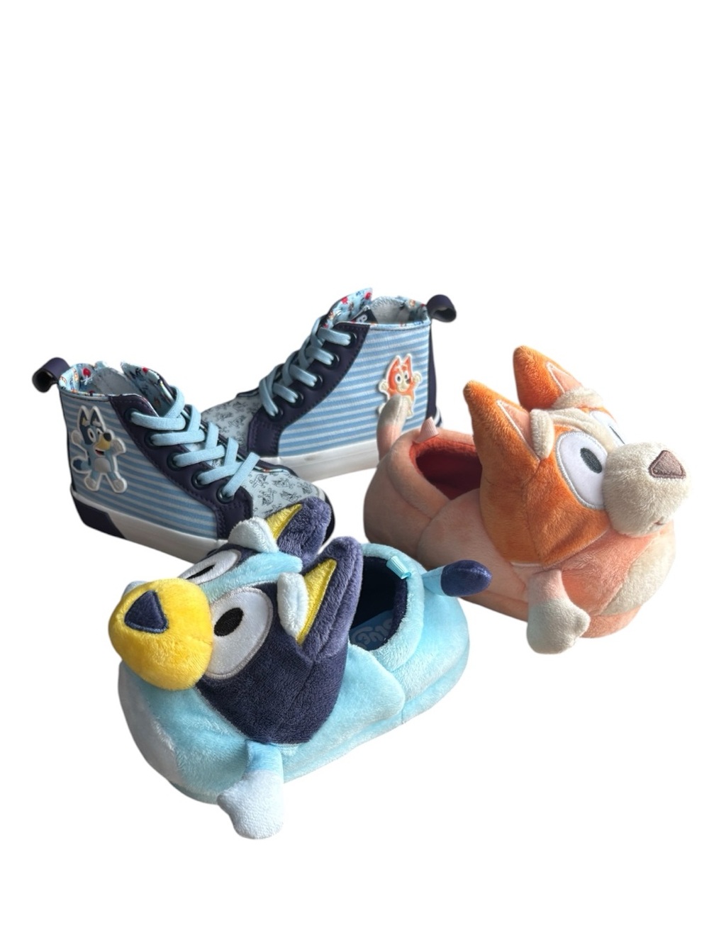 BLUEY & BINGO Kids Plush Character Slippers and High-Top Sneakers Size 8 NWOT